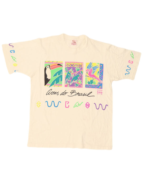 T-shirt grafica da donna vintage Top UK 18 XL Bianca
