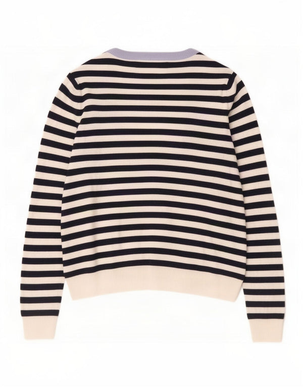 Maglione cardigan da donna Marks & Spencer UK 16 Viscosa a righe grandi blu