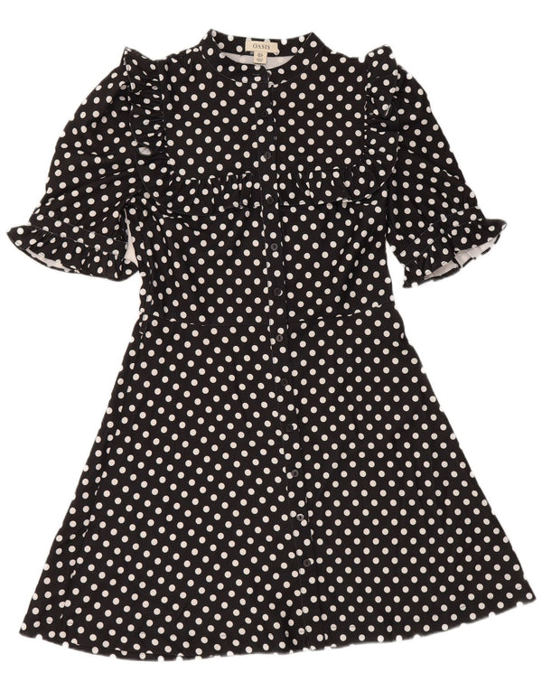 Abito camicia a maniche corte da donna Oasis UK 10 Piccolo pois nero