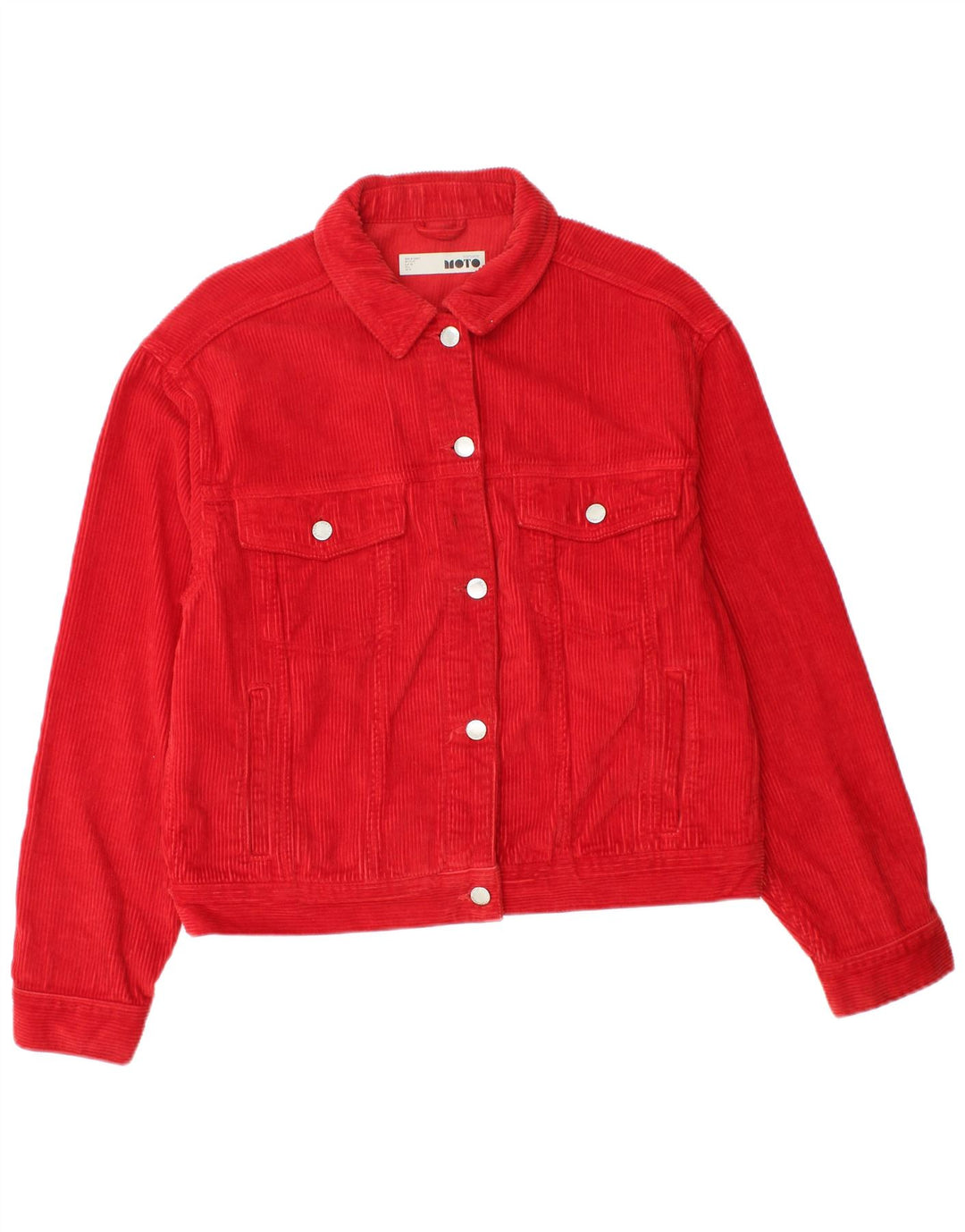 Topshop Womens Oversized Corduroy Jacket UK 10 Small Red Cotton
