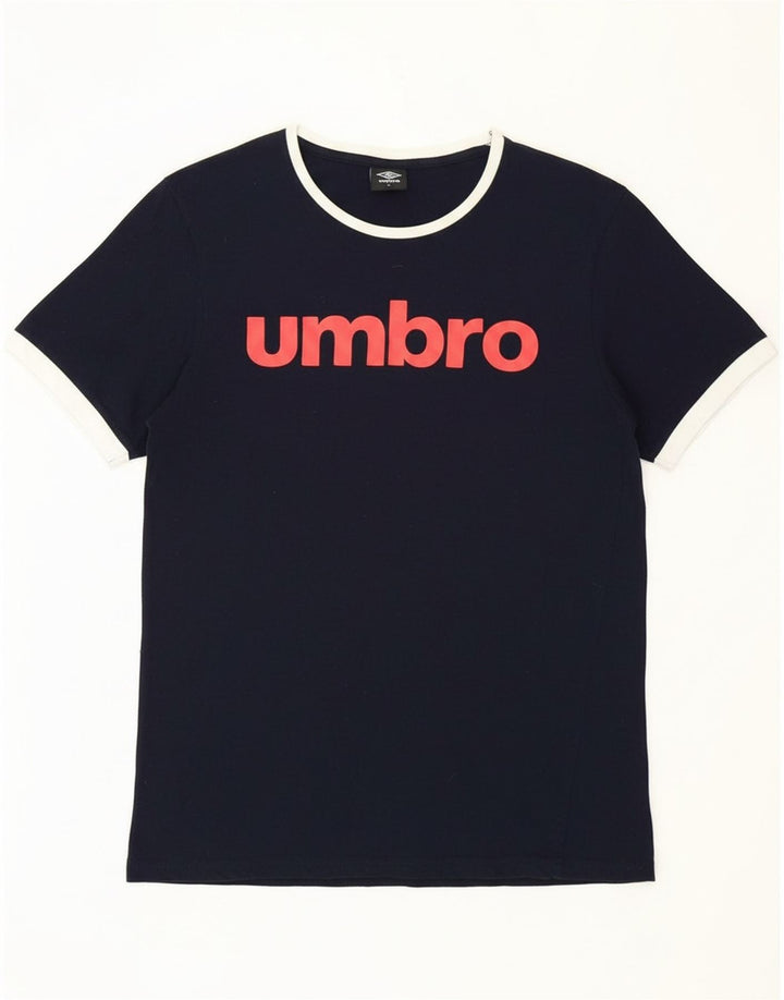 UMBRO Womens Graphic T-Shirt Top UK 16 Large Navy Blue Cotton