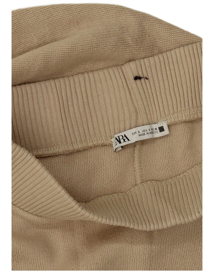 Zara Femme Jupe Évasée En Tricot Petite W26 Beige Viscose