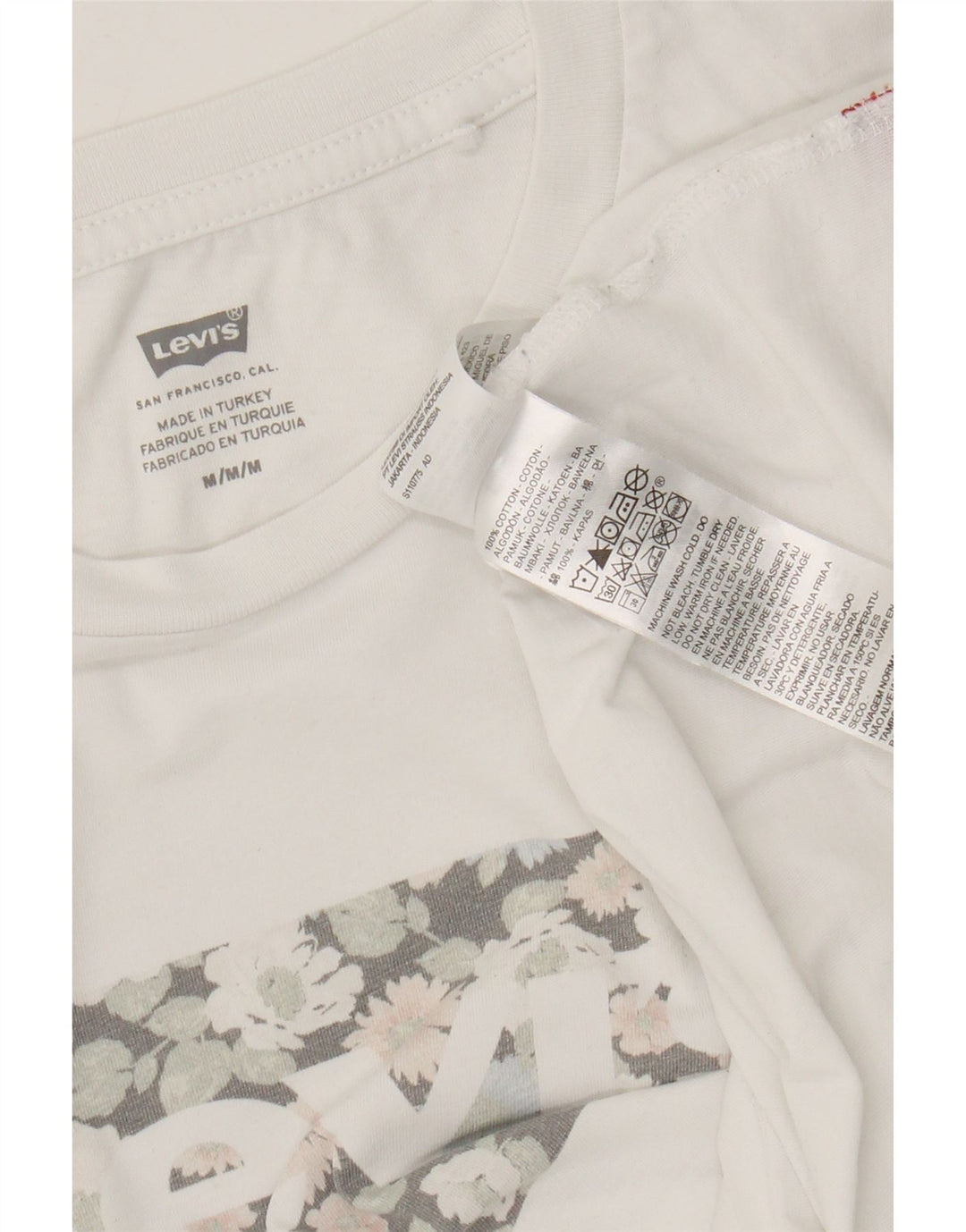Levi's Grafisk T-shirt top til kvinder UK 12 Medium hvid bomuld