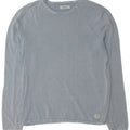 Jack & Jones Herren-Pullover mit U-Boot-Ausschnitt, mittelblaue Baumwolle