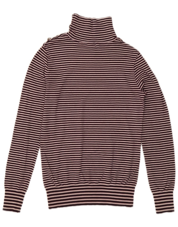 Massimo Dutti Pull à col boutonné pour femme UK 12 Rayé violet moyen