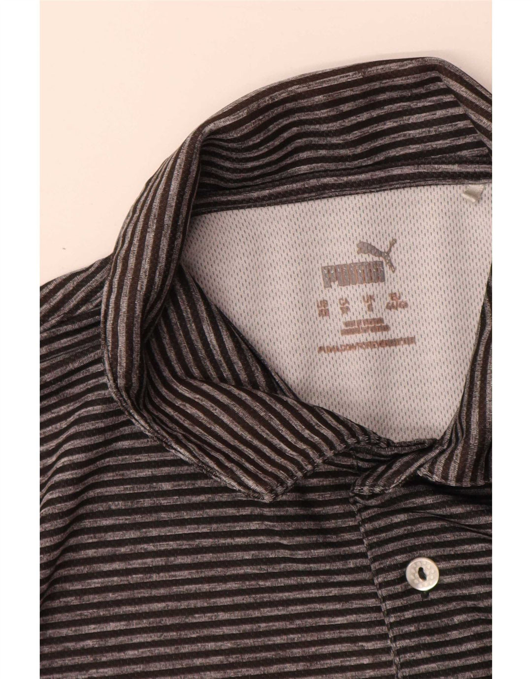 Puma Herren-Poloshirt, kleines graues Nadelstreifen-Polyester