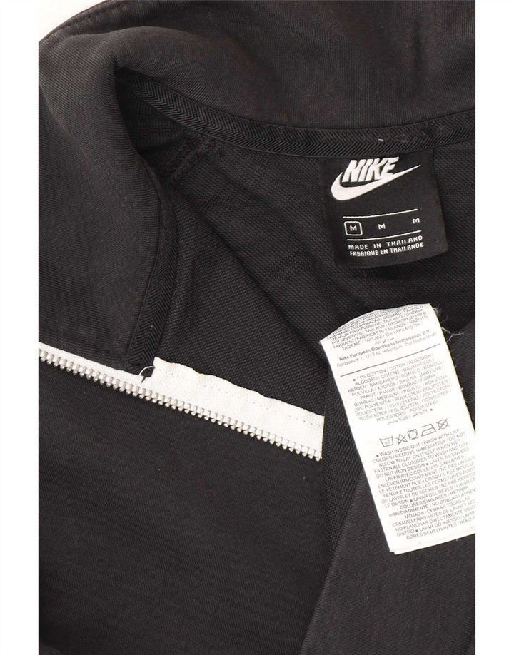 Nike Mens Zip Neck Sweatshirt Jumper Medium Black Cotton