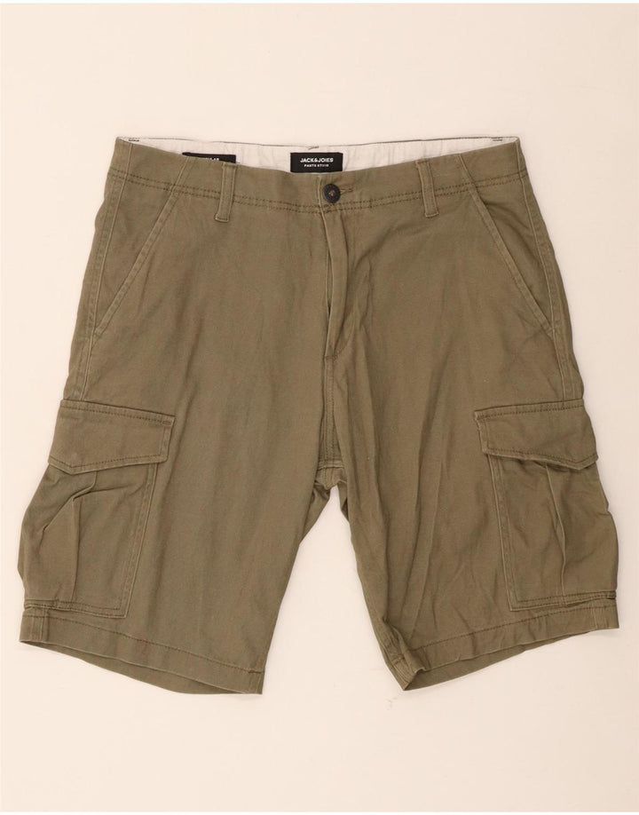 Jack & Jones Mens Regular Fit Cargo Shorts Medium W32 Khaki Cotton