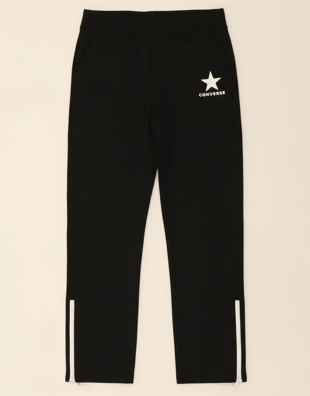 CONVERSE Womens Graphic Tracksuit Trousers UK 10 Small  Black Polyester