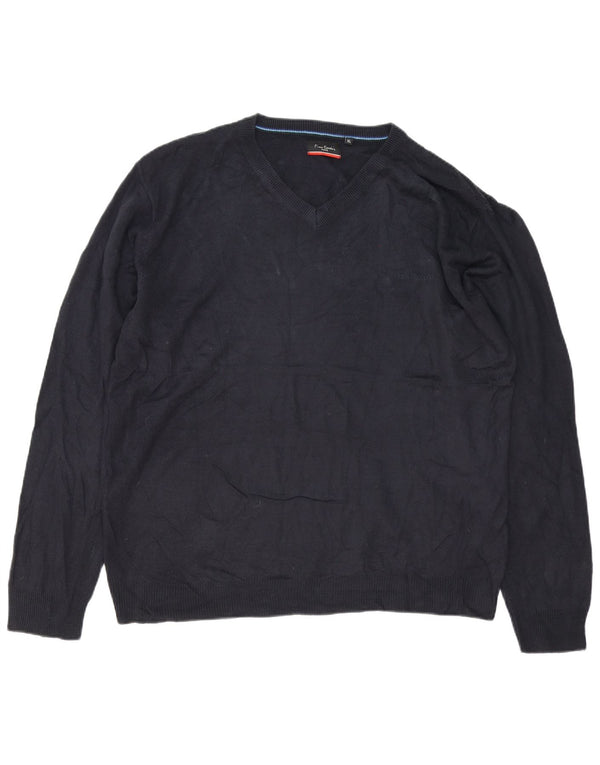Maglione da uomo con scollo a V Pierre Cardin XL in acrilico blu navy