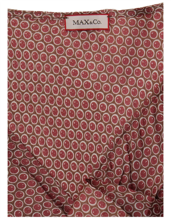 MAX & CO. Womens Front Tie A-Line Dress UK 12 Medium Burgundy Spotted