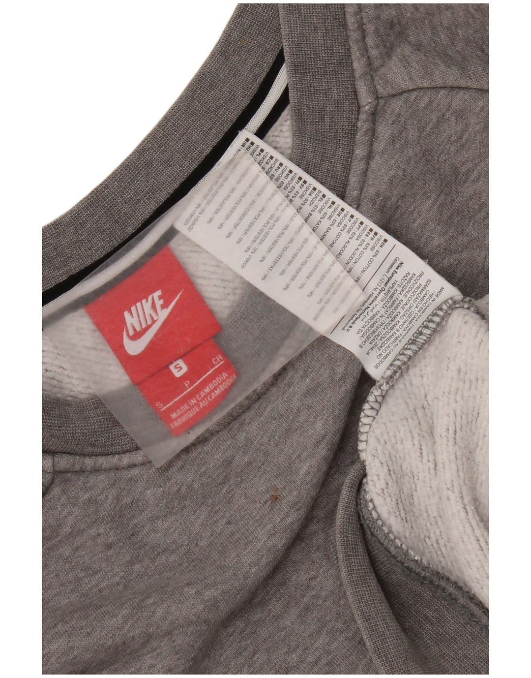 Nike Womens Oversized Sweatshirt Jumper UK 10 Small Grey Cotton