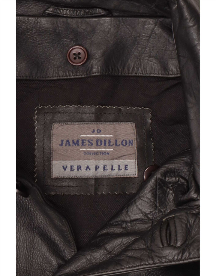 James Dillon Mens Leather Jacket UK 42 XL Black