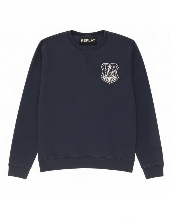 Replay Sweat-Shirt Homme Bleu Marine Moyen Coton