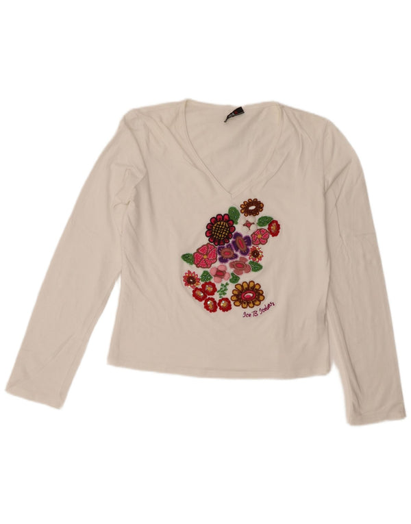 Iceberg Dame Grafisk Top Langærmet IT 42 Medium White Floral Bomuld