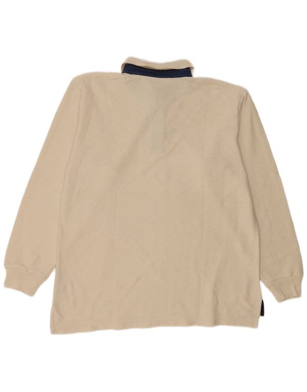 Polo da rugby da uomo a maniche lunghe Slam in cotone beige medio