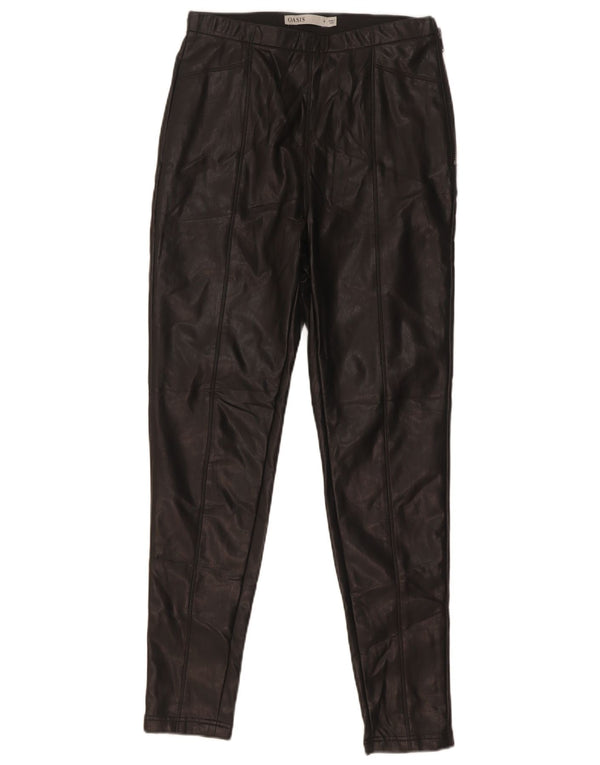 Oasis Dame Skinny imiteret læderbukser UK 8 Small W26 L27 Sort