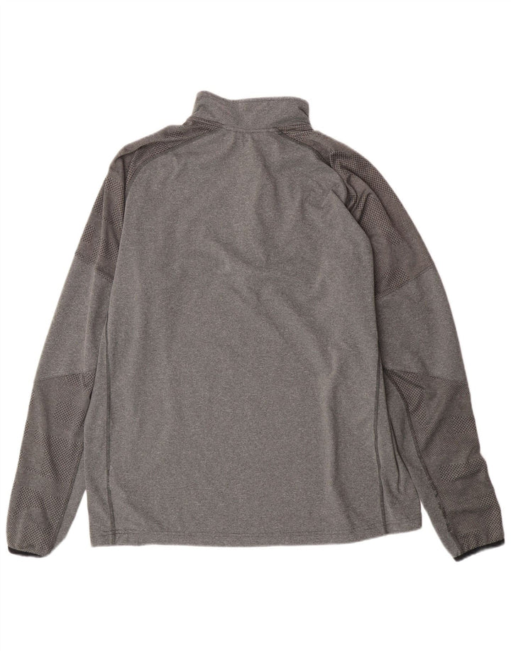 REEBOK Mens Zip Neck Pullover Tracksuit Top Large Grey Polyester