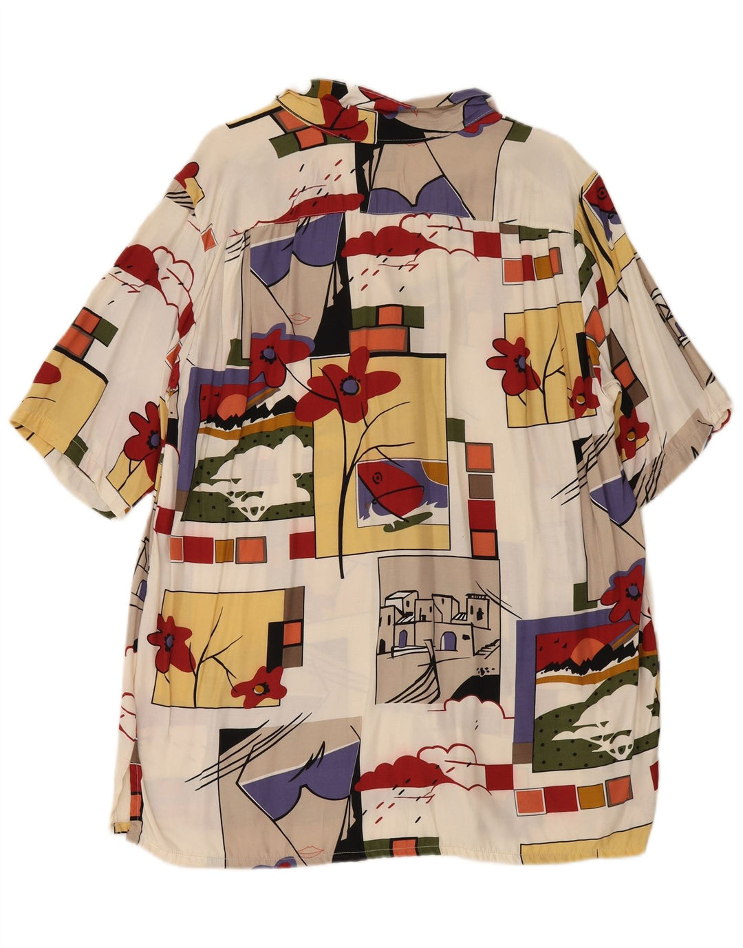 Vintage Womens Oversized Graphic Shirt Blouse UK 16 Large Multicoloured