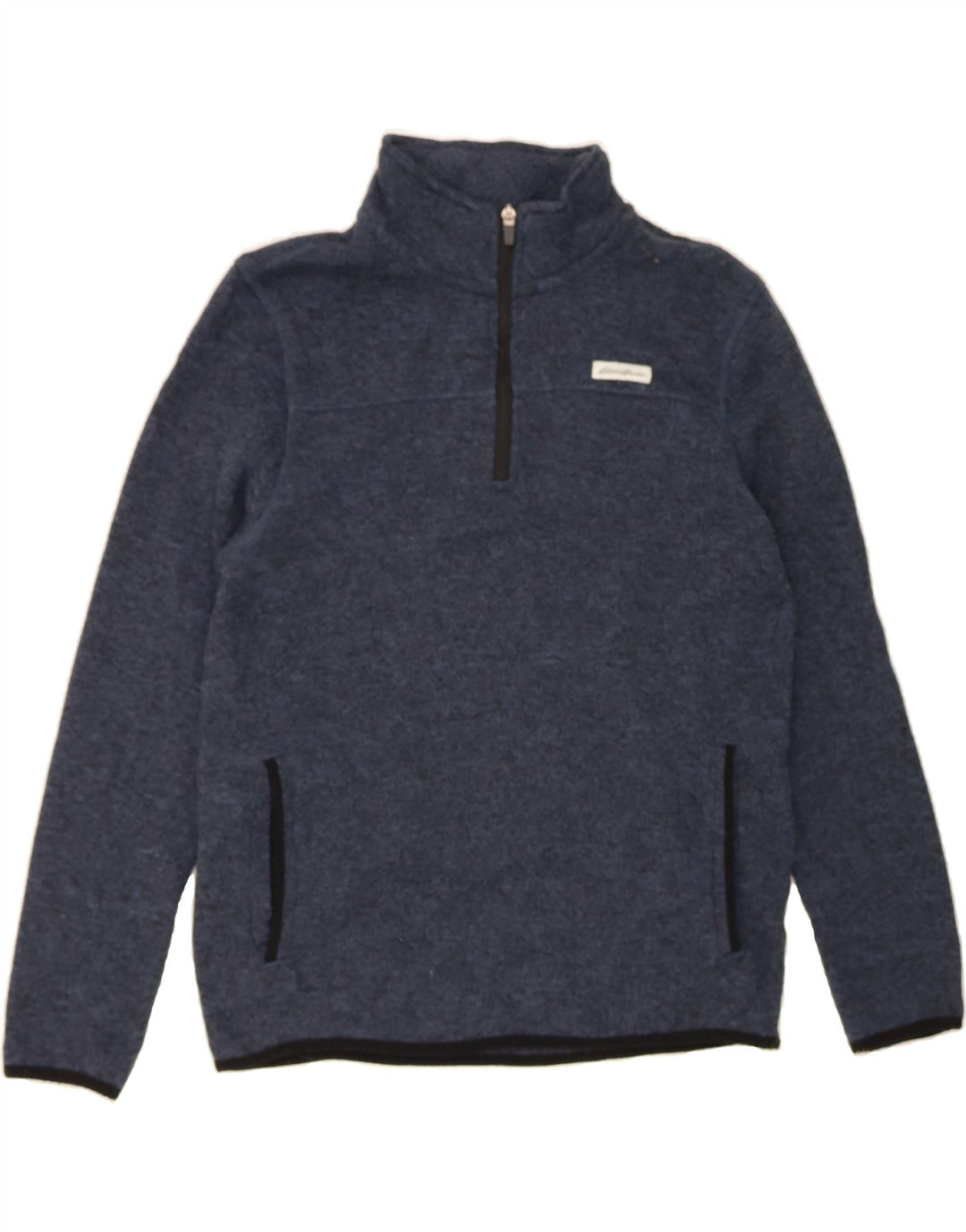 EDDIE BAUER Mens Zip Neck Sweatshirt Jumper Small Navy Blue Flecked Vintage Eddie Bauer and Second-Hand Eddie Bauer from Messina Hembry 