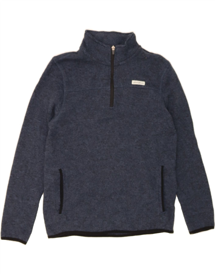 EDDIE BAUER Mens Zip Neck Sweatshirt Jumper Small Navy Blue Flecked Vintage Eddie Bauer and Second-Hand Eddie Bauer from Messina Hembry 