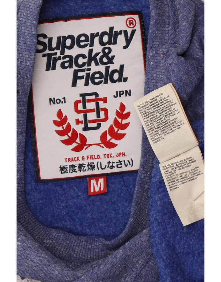SUPERDRY Womens Track & Field Sweatshirt Jumper UK 14 Medium Blue Flecked