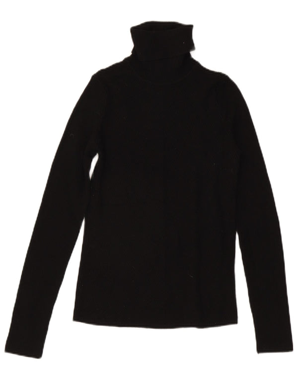 Zara Dame Roll Neck Bluse Top UK 12 Medium Black Viscose