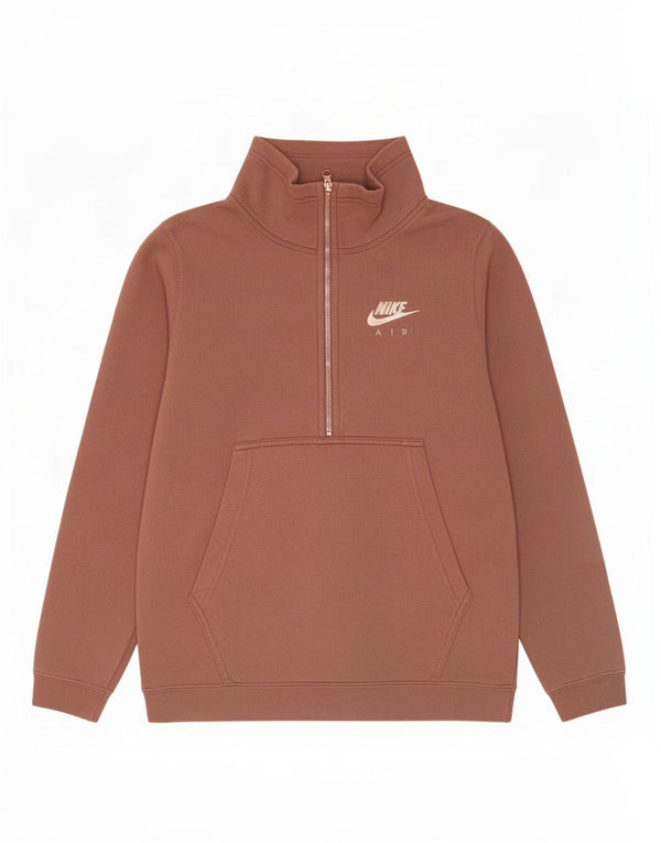 Nike Sweat-shirt surdimensionné à col zippé pour femme UK 10 Petit coton marron