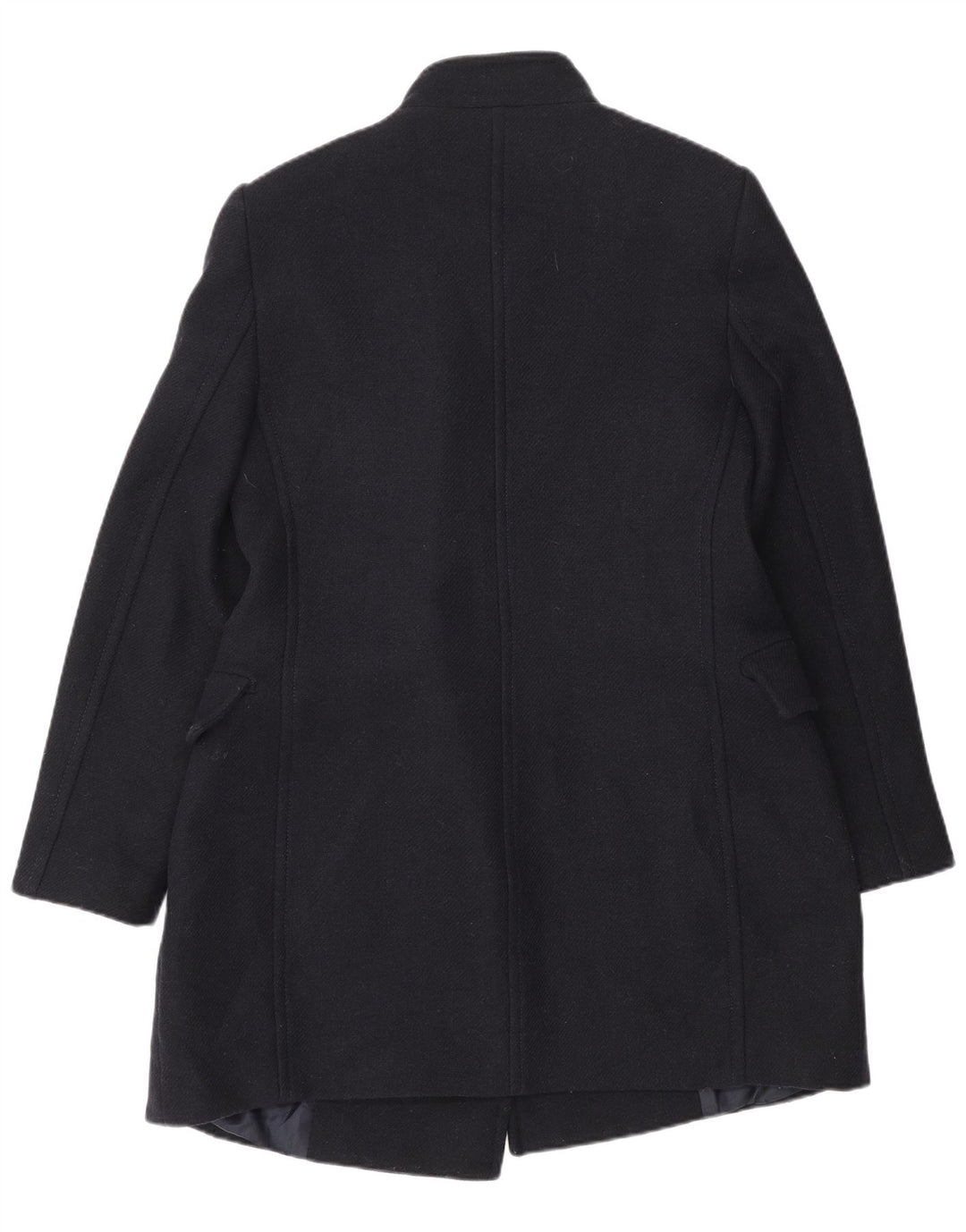 Zara Womens Double Breasted Coat UK 16 Large Navy Blue Wool