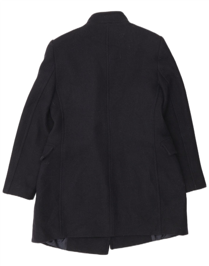 Zara Womens Double Breasted Coat UK 16 Large Navy Blue Wool