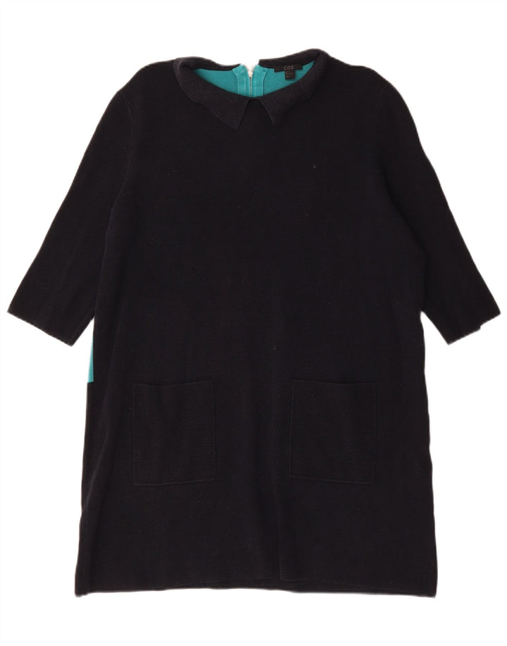 Cos Womens Shift Dress UK 16 Large Black Colourblock Cotton