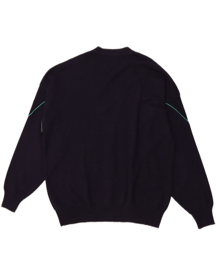 IL GRANCHIO Herre cardigan sweater Stor marineblå uld