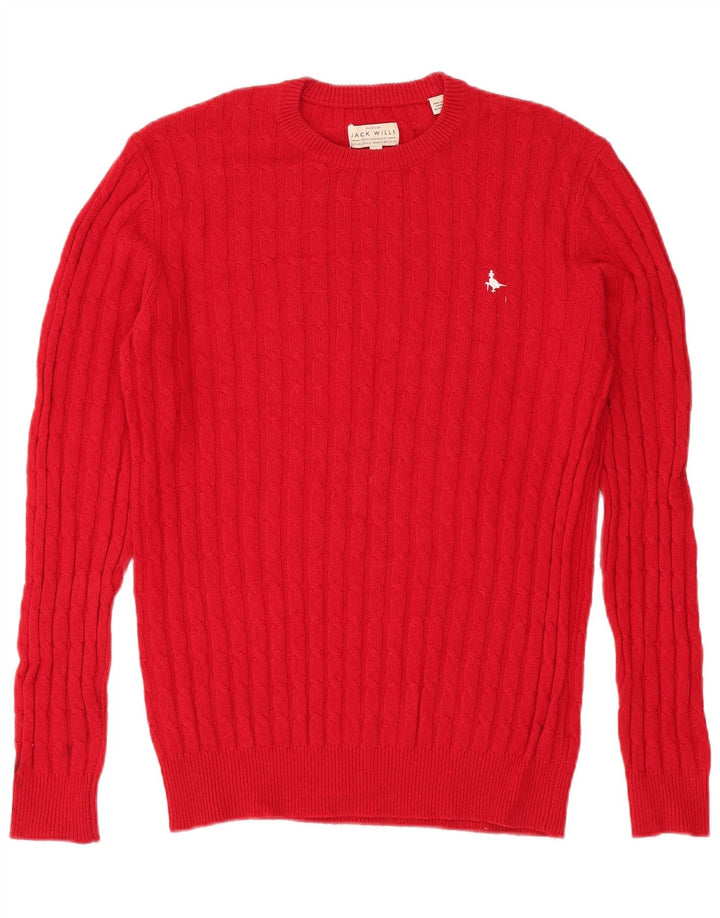 Jack Wills Herren-Pullover mit Rundhalsausschnitt, Größe S, rote Wolle