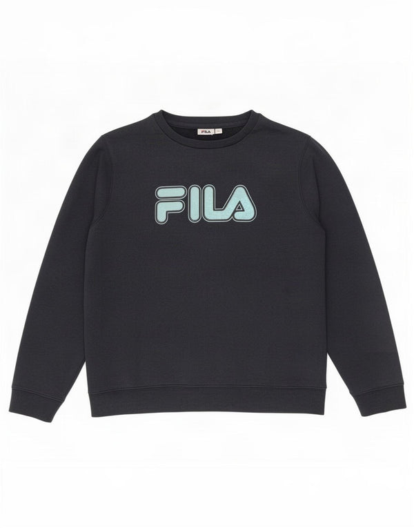 Fila Damen Grafik-Sweatshirt-Pullover UK 16 Large Marineblau Polyester