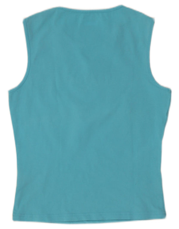 Reebok Womens Crop Grafisk Vest Top UK 16 Large Blue Cotton