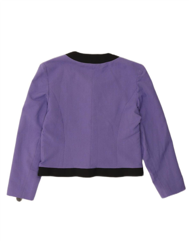 VINTAGE Womens Bolero Top UK 14 Medium Purple Colourblock Polyester