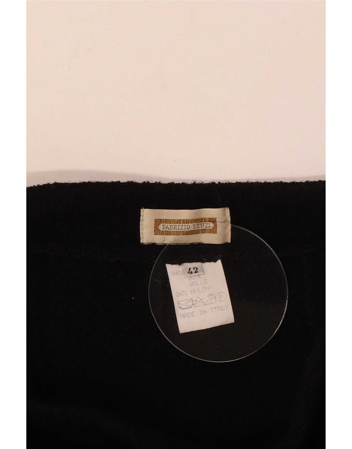 Fabrizio Lenzi Damen Wickelrock IT 42 Medium W26 Schwarze Wolle