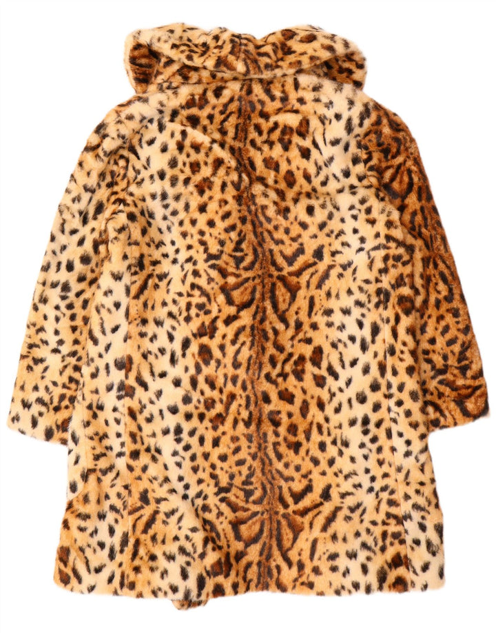 Topshop Womens Double Breasted Coat UK 12 Medium Brown Animal Print