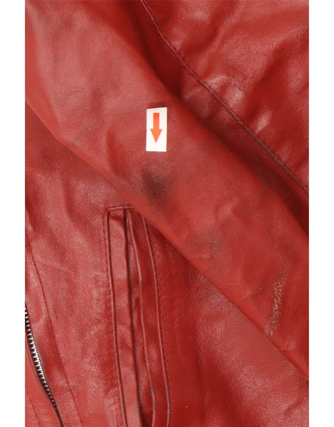 Vintage mujer chaqueta de cuero Reino Unido 14 rojo medio