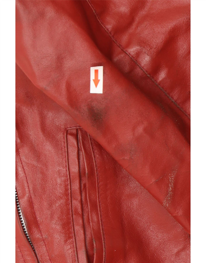 Vintage mujer chaqueta de cuero Reino Unido 14 rojo medio