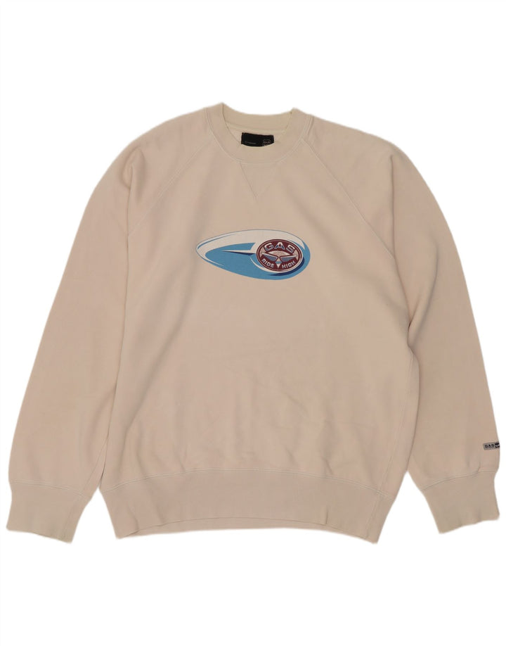 Gas Sweat-Shirt Graphique Homme Blanc Cassé Moyen Coton