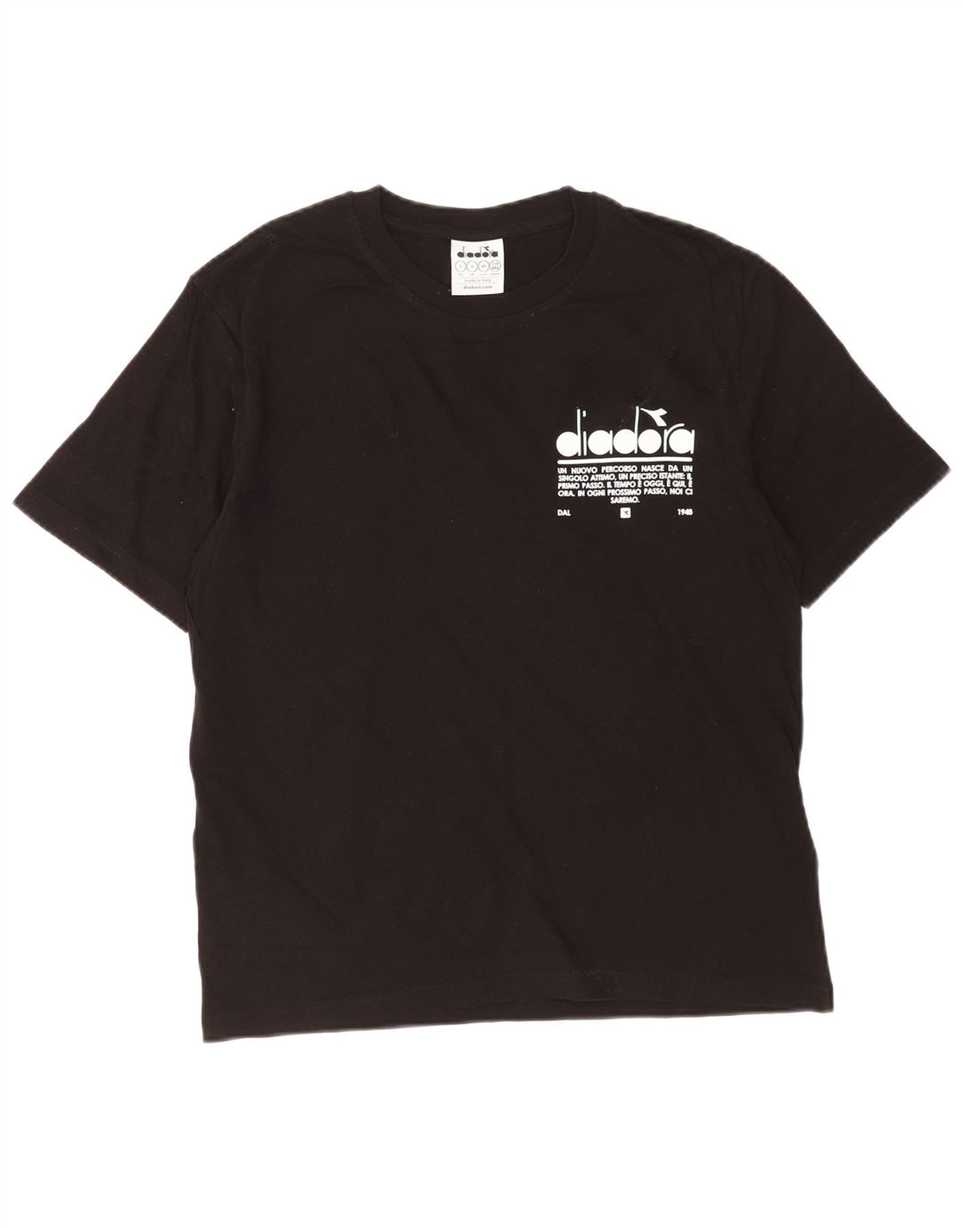 Diadora Mens Graphic T-Shirt Top Small Black Cotton