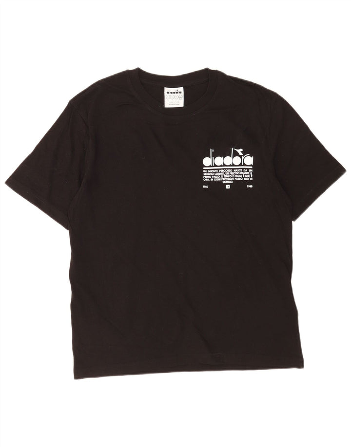 Diadora Mens Graphic T-Shirt Top Small Black Cotton