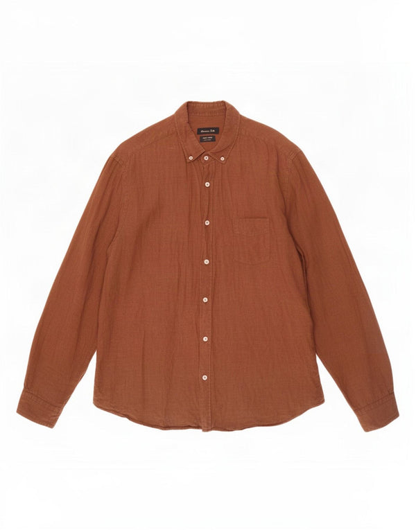 Camicia da uomo Massimo Dutti 2XL Lino marrone