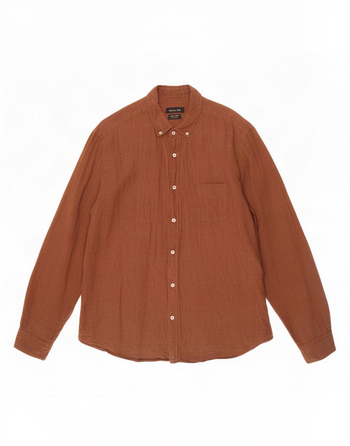 Camicia da uomo Massimo Dutti 2XL Lino marrone