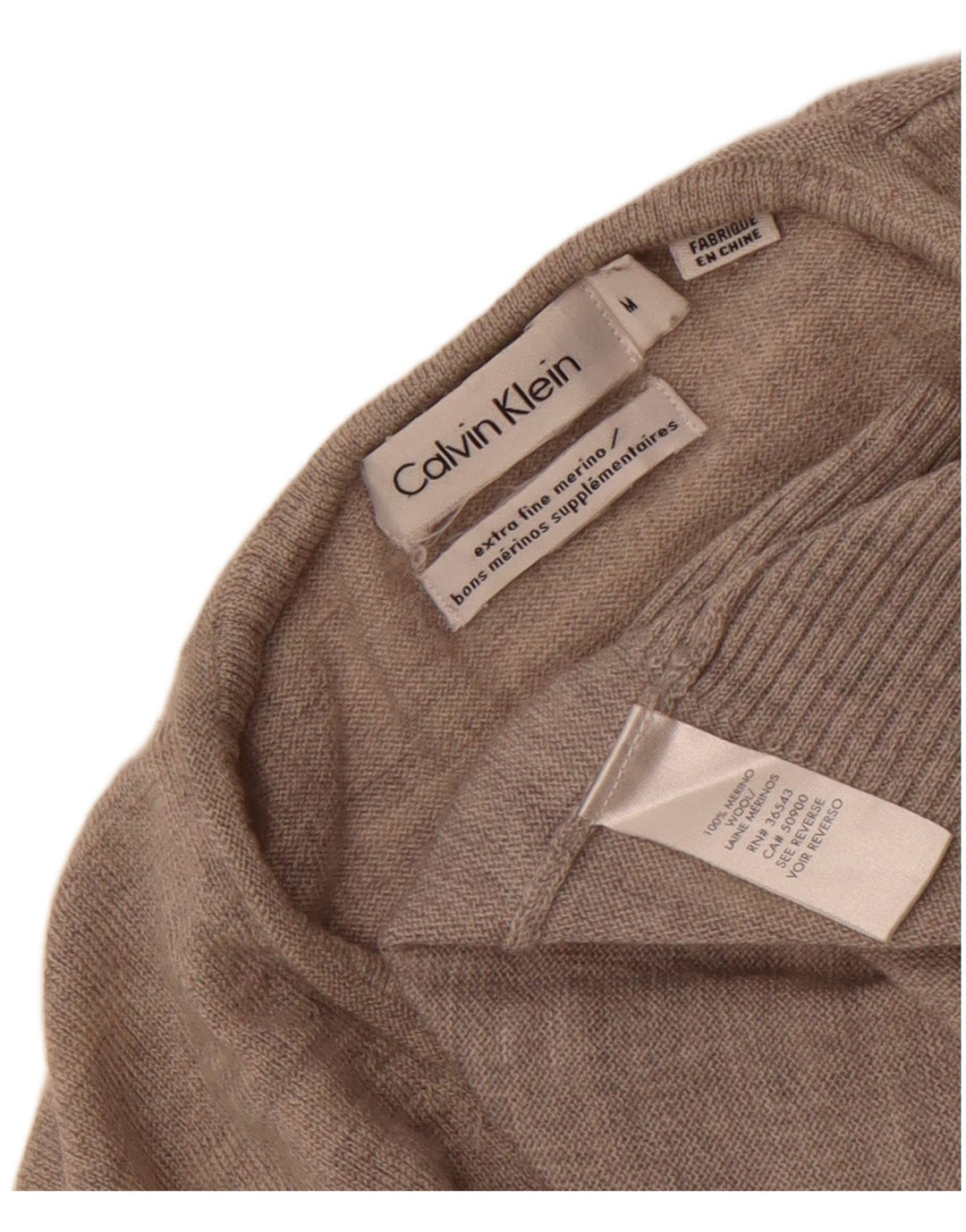 Calvin Klein Herren-Pullover mit V-Ausschnitt aus mittelgrauer Merinowolle