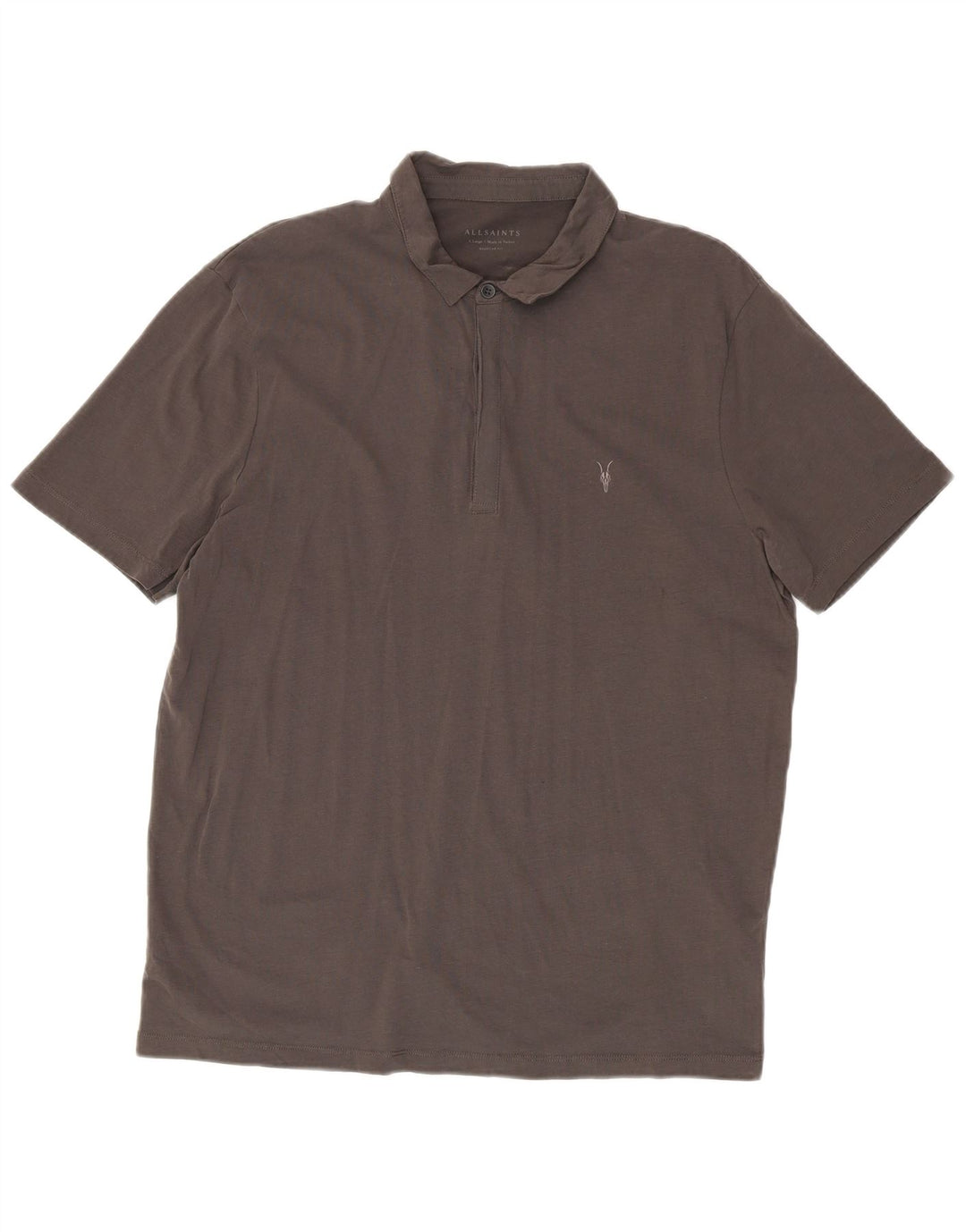 All Saints Mens Regular Fit Polo Shirt XL Grey Cotton