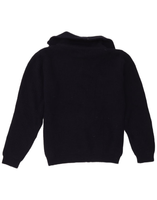 Vintage Mens Zip Neck Jumper Sweater IT 54 XL Navy Blue Acrylic