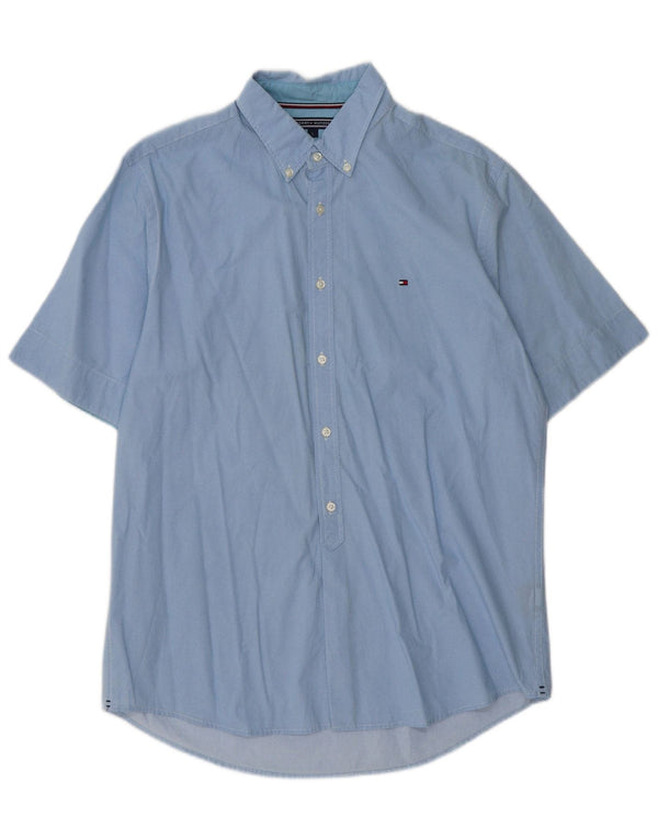 Tommy Hilfiger Herre New York Fit kortærmet skjorte Large Blue Spotted