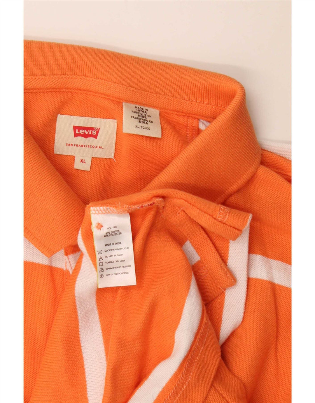Polo Levi's da uomo XL in cotone a righe arancioni